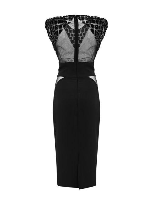 Abito in crepe e tulle con ricami Cocco Nero Elisabetta Franchi | AB83457E2110